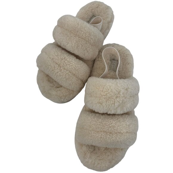 UGG Womens Oh Fluffita Natural Slide Sandal Size 9 1120876 Slippers Sheepskin - Picture 11 of 13
